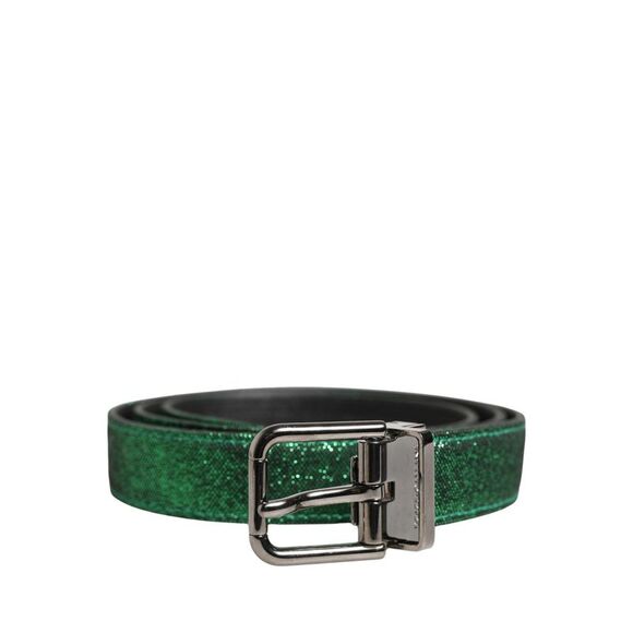 Dolce & Gabbana Men Green Lurex Polyester Metal Buckle Men's Belt